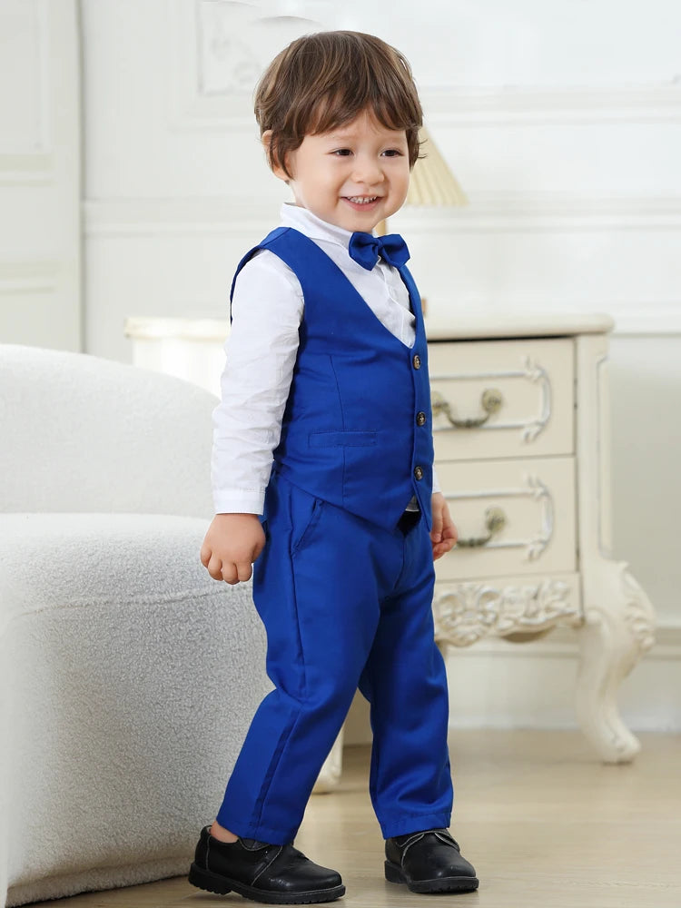 Wedding Attire Outfit Clothes Suit for Boy Ring Bearer Boy Outfits Boy's Gentleman Tuxedo Vest Bowtie Shirt Pants Kid Costume