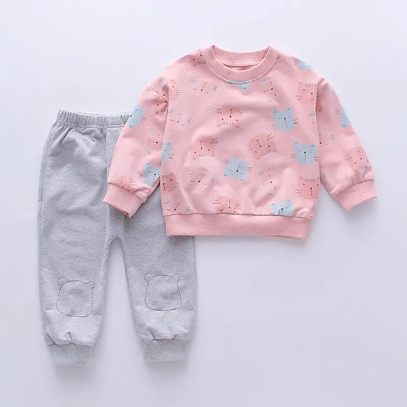 New Autumn Baby Girl Clothes Suit Children Cartoon T-Shirt Pants 2Pcs/Sets Toddler Casual Costume Infant Outfits Kids Tracksuits girl outfits