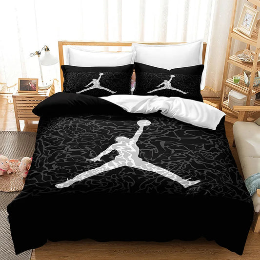 Popular Basketball Sports Patterns Comforter Bedding Set,Duvet Cover Bed Set Quilt Cover Pillowcase,King Queen Size Bedding Set