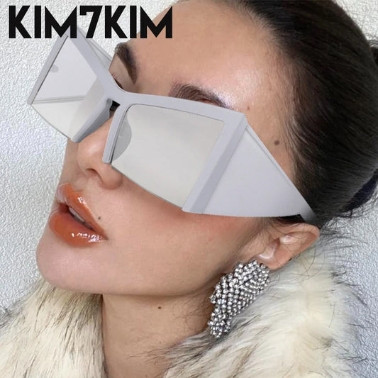 Oversized Cat Eye Sunglasses Women 2024 Trends Punk Semi Rimless Sun Glasses For Men Y2k Streetwear Shades Eyewear Gafas De Sol