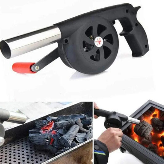 Outdoor Cooking BBQ Fan Air Blower For Barbecue Fire Bellows Hand Crank Tool For Picnic Camping Handheld Cooking Fan Tool