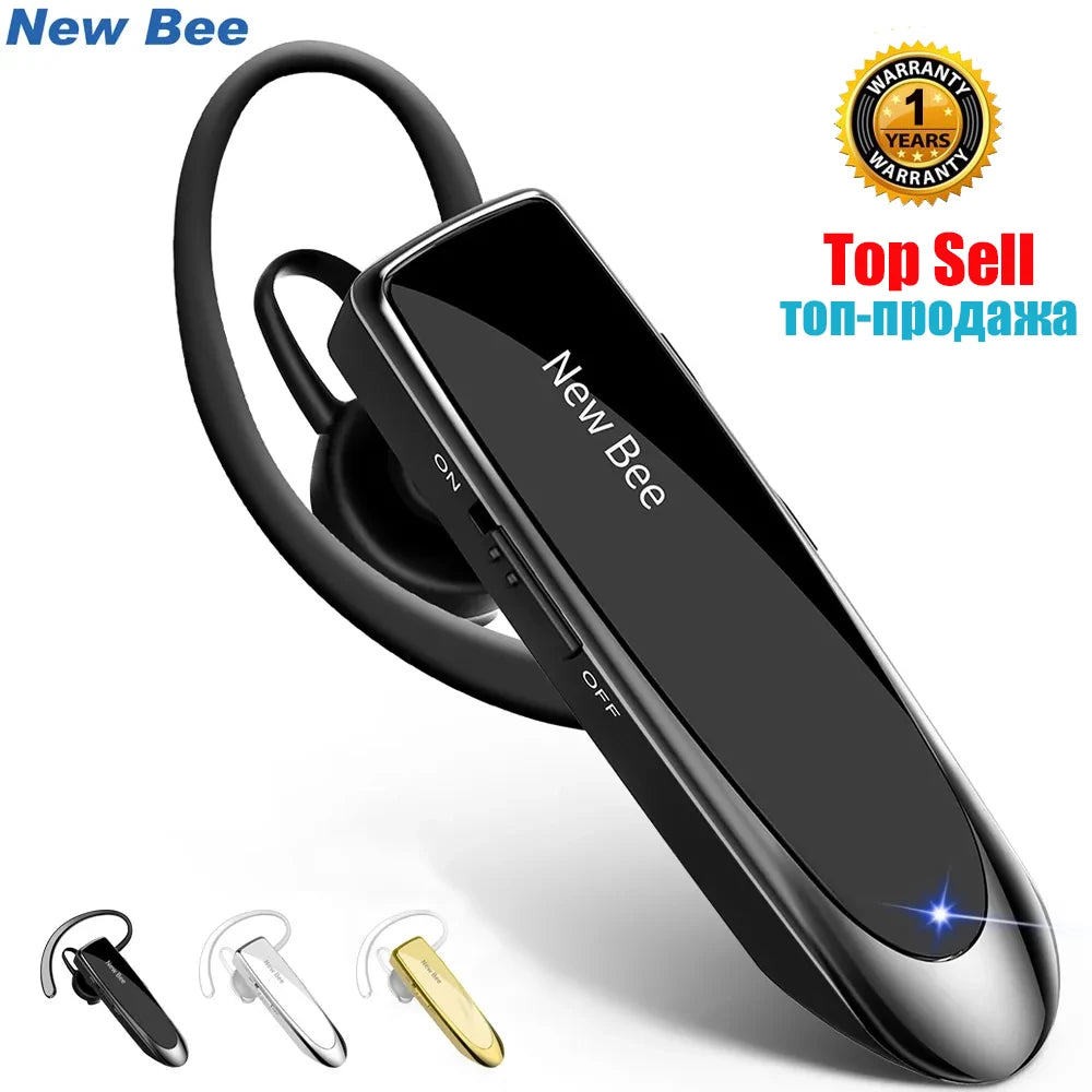 New Bee B41 Bluetooth V5.0 Headset Wireless Headphones Hands-free Earphones 22H Earpiece with CVC6.0 Mic for Business Driving