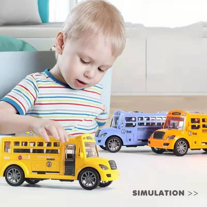 School Bus Model Car For Children Toys, Kids Educational Toy Cars, Miniature Game Vehicle Inertia Wheel, Boys Birthday Gift