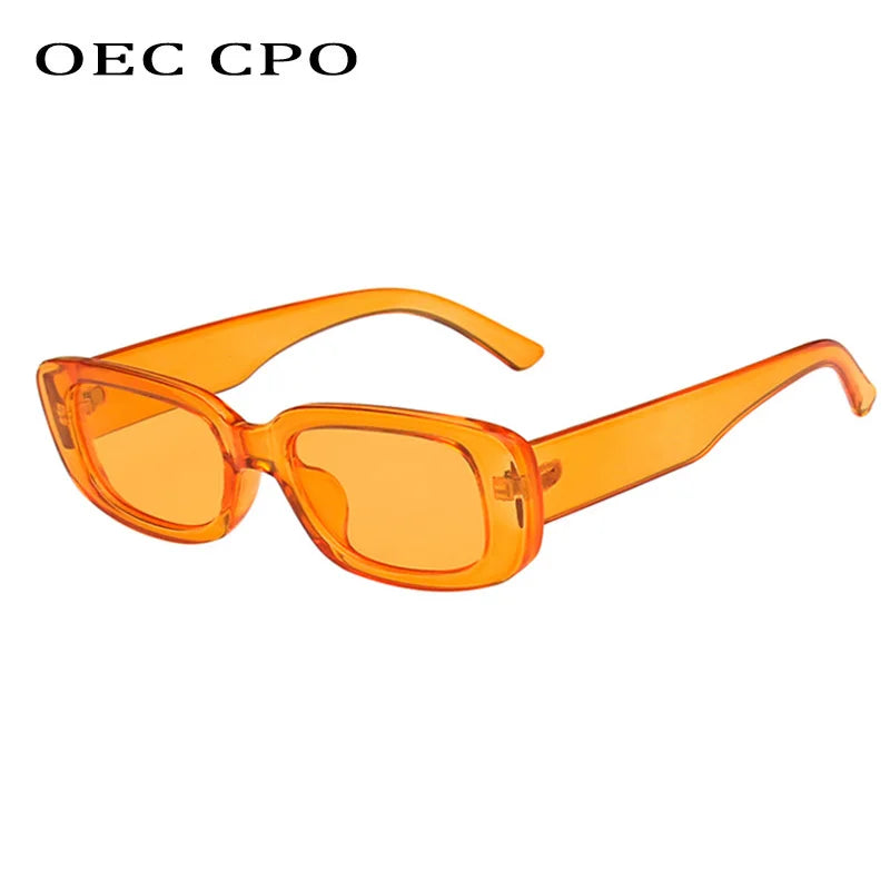 OEC CPO Small Square Sunglasses Women Plastic Frame Orange Gradient Sunglasses Female Trendy Brand Designer Eyeglasses UV400