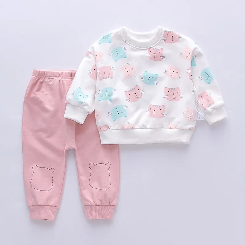 New Autumn Baby Girl Clothes Suit Children Cartoon T-Shirt Pants 2Pcs/Sets Toddler Casual Costume Infant Outfits Kids Tracksuits girl outfits