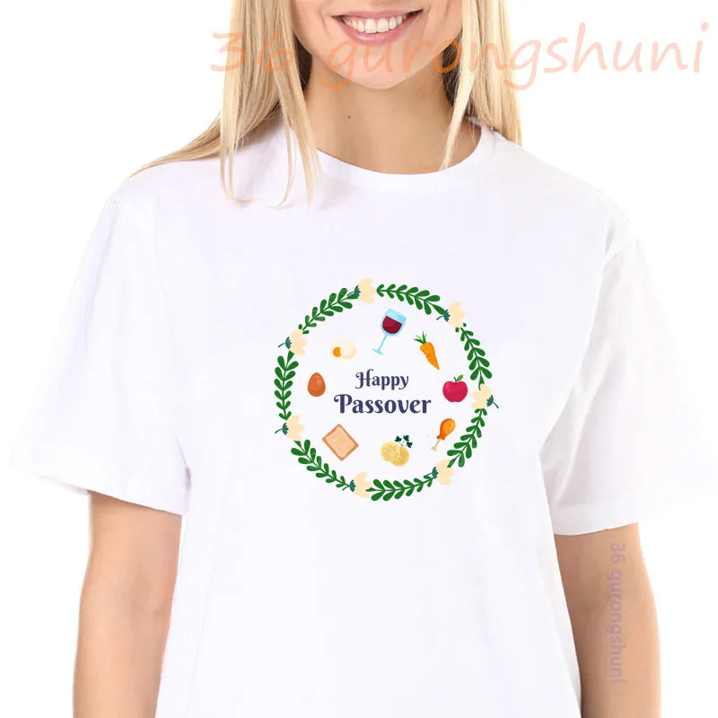 Women’s t-shirts Ladies summer tops tees Happy passover jewish t shirt Yahadut tshirt women clothes girls clothing חג פסח שמח