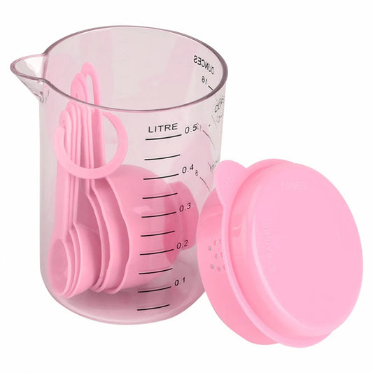 New Portable 7PCS/Set Plastic Measuring Cups with Spoons Measure Kitchen Utensil Cooking Scoops Sugar Cake Baking Scales Spoon