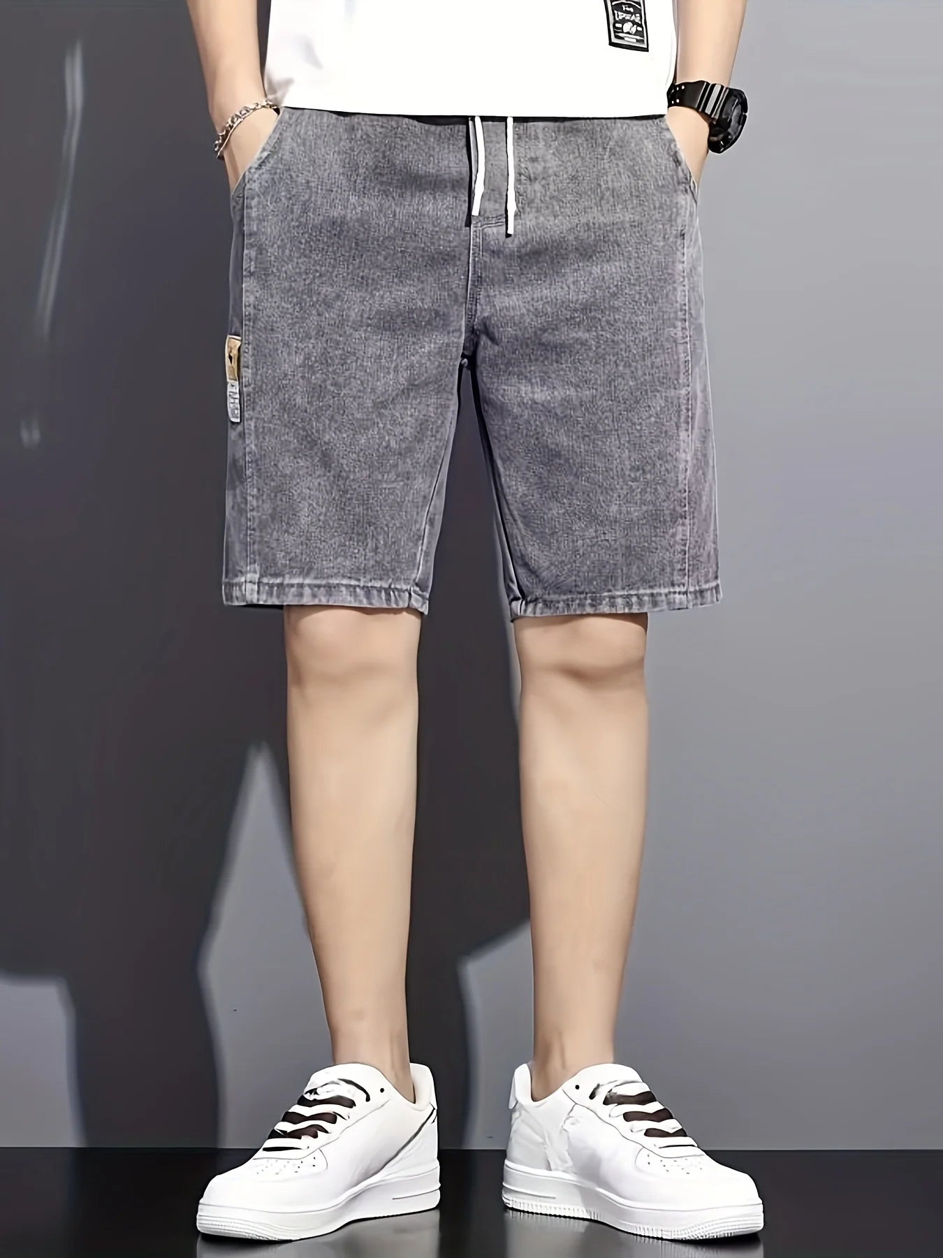 Summer Men's Black Wide Leg Denim Shorts 2024 New Fashion Casual  Short Jeans  Brand Clothes