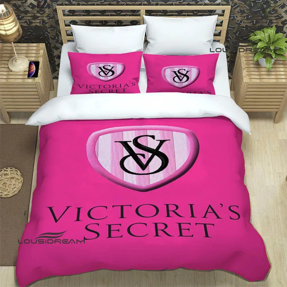 V-victorias S-secret logo Bedding Sets exquisite bed supplies set duvet cover bed comforter set bedding set luxury birthday gift