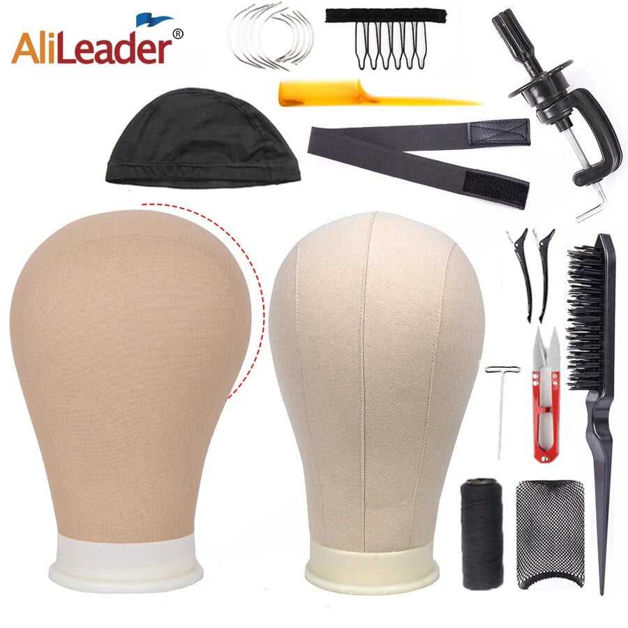 Training Mannequin Head Canvas Block Head Display Styling Mannequin Manikin Head Wig Stand Free Get T Needle Holder