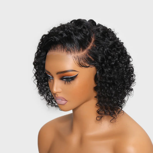 Unice Hair Short Bob Pixie Cut Wig Bye Bye Knots Wig 7x5 Glueless Lace Bleached Knots For Black Women Peruvian Curly closure wig