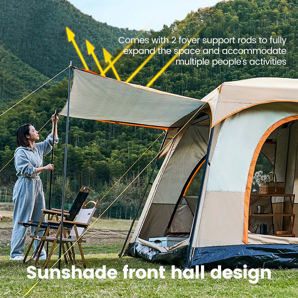 Sonuto Camping Family Tent 3-12 Person Double Layers Oversize 2 Rooms Thickened Rainproof Outdoor Family Camp Tour Equipment