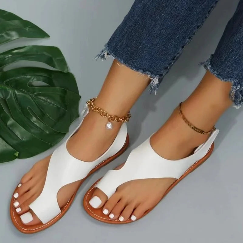 Women's Sandals Flats Flip-flops Summer 2024 New Casual Elegant Woman Shoes with Low Heels Luxury Best Selling Comfortable White