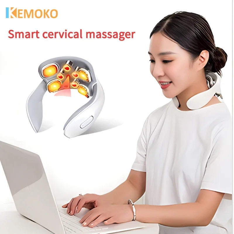 Shoulder Neck Massage Smart Back And Neck Massager Cervical Vertebra Health Care Vibrator Heating Relieve Pain Muscle