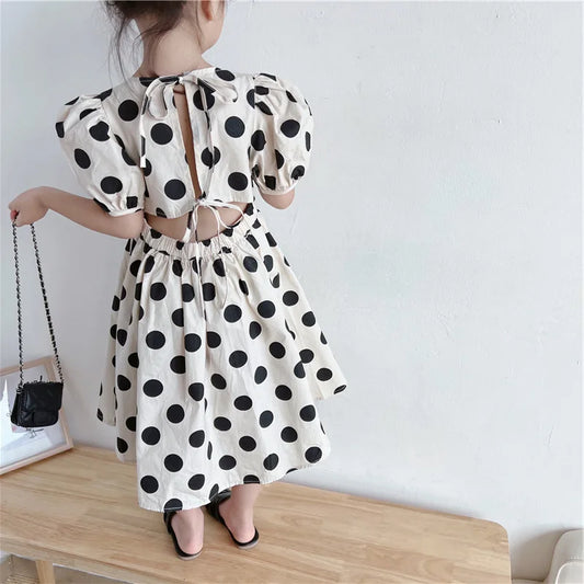 Summer Girls Dresses European And American Style Polka Dot Tie Waist Princess Dress 2022 Baby Kids New Children'S Clothing