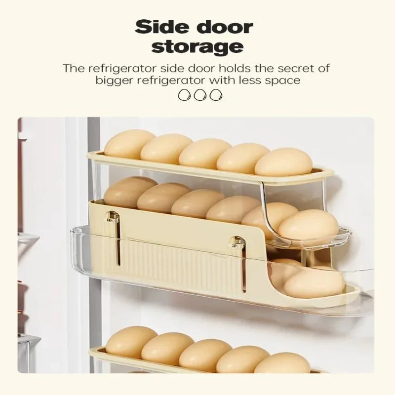 Refrigerator Egg Storage Box Removable Automatic Rolling Egg Organiser Rolldown Refrigerator Egg Dispenser For Kitchen