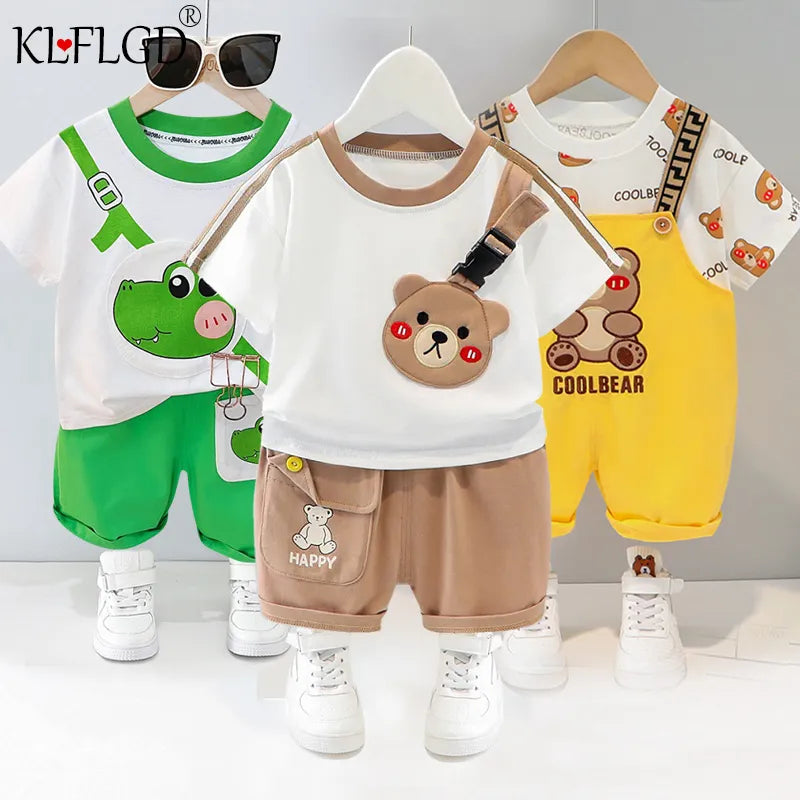 Newborn Baby Girls and Boys Clothing Suit For Spring summer Grils Bows Set New Cute Overalls Baby Clothing Set For Boys Clothes