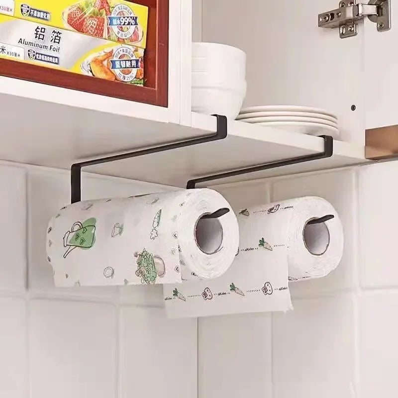 Wall Mounted Paper Roll Holde Bathroom Closet Cabinet Storage Rack Home Tissue Towel Rack Wall Hanging Shelf  Kitchen Organizer