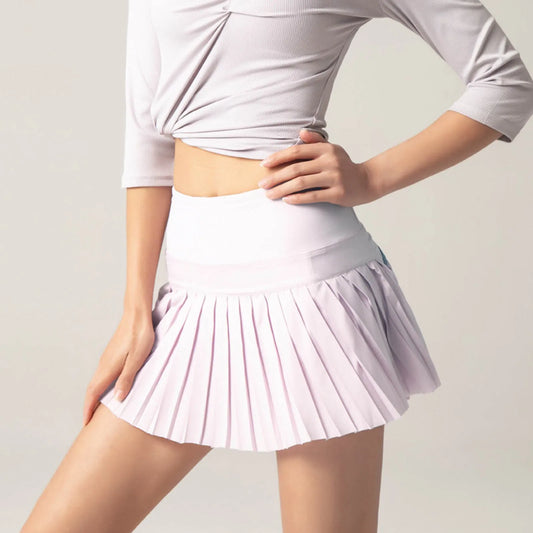 Women's Sports Mini Skirts High Waist Running Pleated Skirts Pockets Short Skirts 2 In 1 Skirts With Lining Tennis Gym Skirts