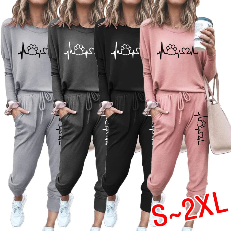 Women's fashionable running long sleeved pants set casual wear women's jogging two-piece sports set