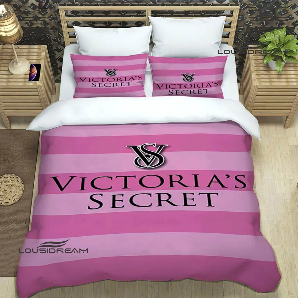 V-victorias S-secret logo Bedding Sets exquisite bed supplies set duvet cover bed comforter set bedding set luxury birthday gift