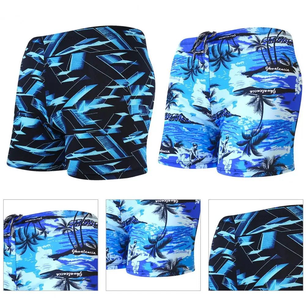 Terrific Swimming Trunks Quick Dry Men Trunks Eye-catching Stretchy Cute Pattern Summer Trunks