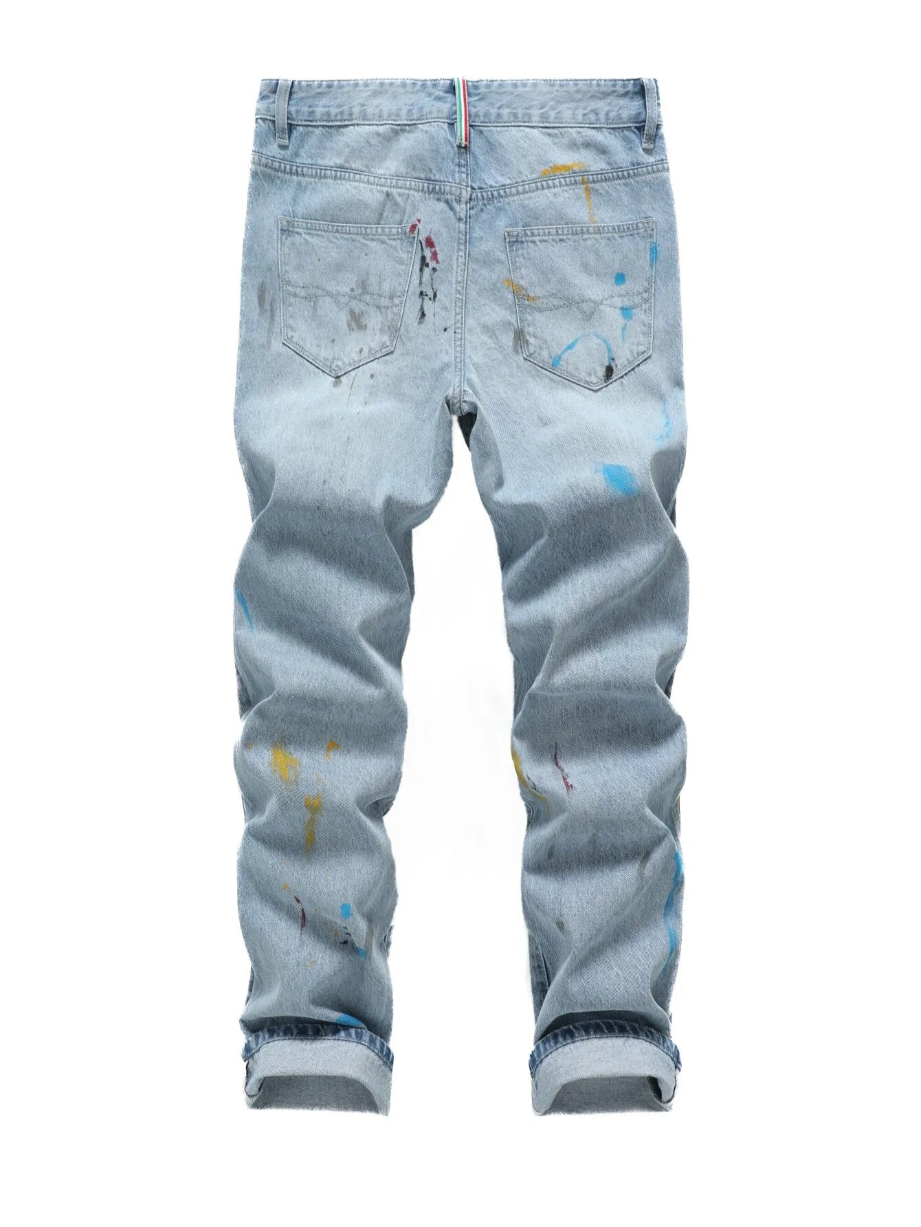 Men's Slim Fit Slashed and ripped Denim with Stylish Paint-Causal Fashion Street Style