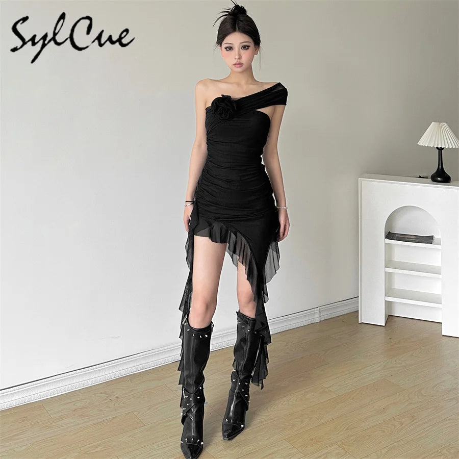 Sylcue Spring Bachelor Party Sweet Gentle Intellectual Tight Character Hot Mature Beautiful Girl Chest Tassel Dress