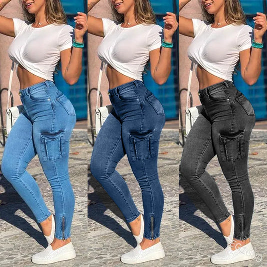 Women Ripped Hole Jeans Spring High Waist Stretch Skinny Butt Lifting Distressed Denim Female Pencil Pants Causal Slim Trousers 