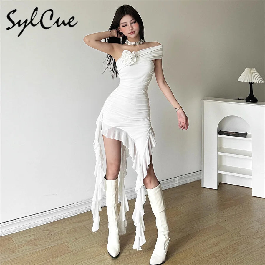 Sylcue Spring Bachelor Party Sweet Gentle Intellectual Tight Character Hot Mature Beautiful Girl Chest Tassel Dress