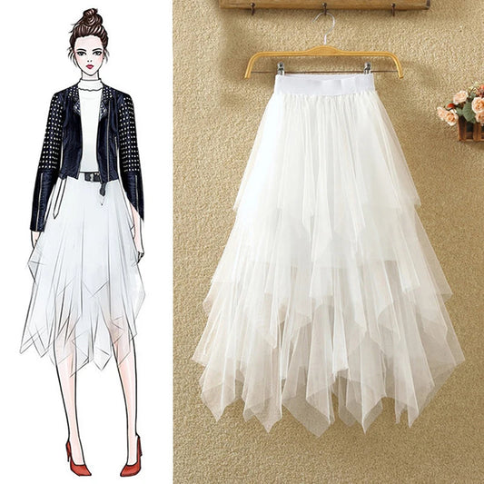 Tulle Skirts Womens 2024 Fashion Elastic High Waist Mesh Tutu Maxi Pleated Long Midi Womens Skirt