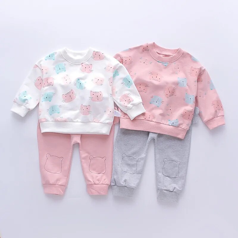 New Autumn Baby Girl Clothes Suit Children Cartoon T-Shirt Pants 2Pcs/Sets Toddler Casual Costume Infant Outfits Kids Tracksuits girl outfits