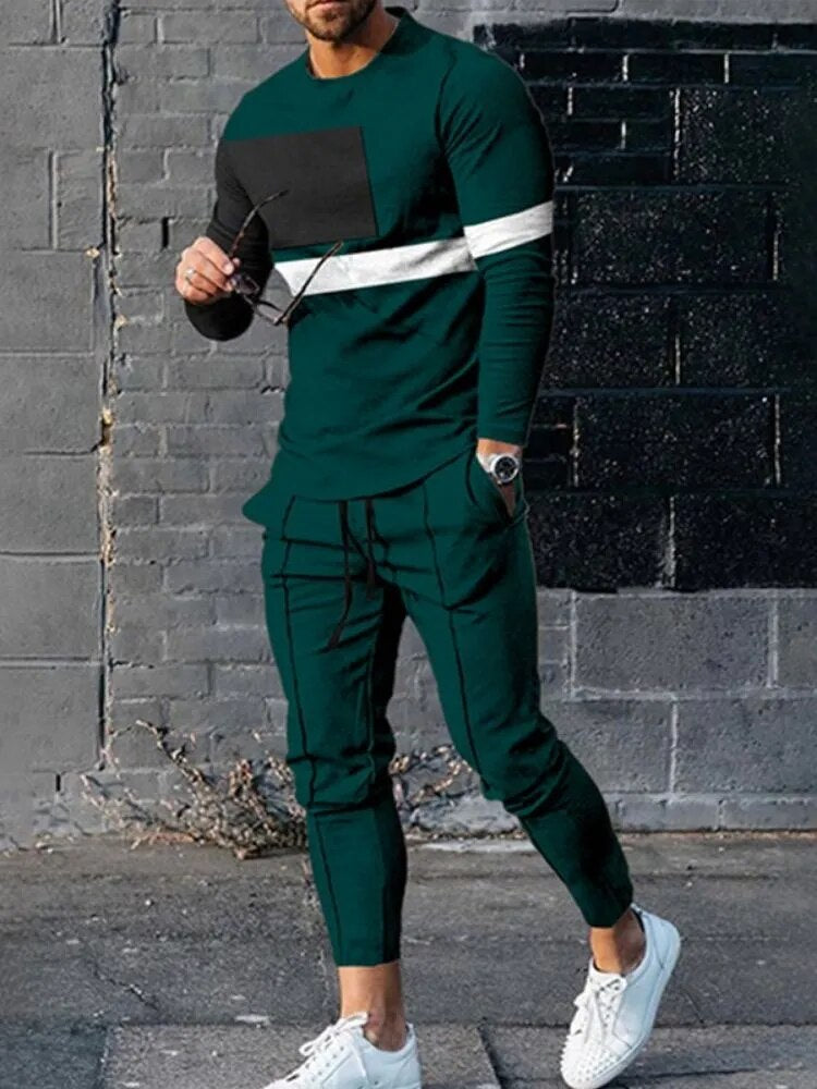 New Sportswear Sweatshirt+Long Sweatpants 2 Piece Sets Men Tracksuit 3D Printed Casual Trend Oversized Clothing Sportwear Suit