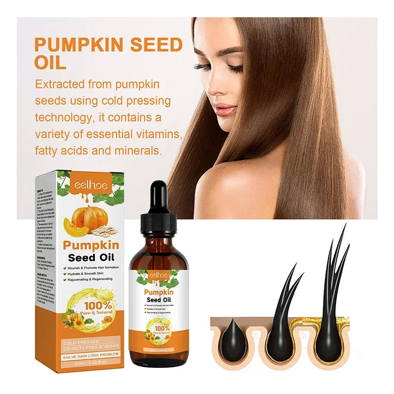 Pumpkin Seed Oil Hair Growth Products Prevent Hair Loss Essential Oil Fast Growing Scalp Treatment Beauty Health for Men Women