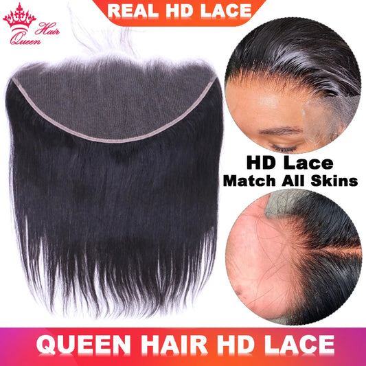 Queen Hair Invisible HD Lace Frontal 13x6 13x4 6x6 5x5 4x4 Closure Frontal Melt Skin Pre Plucked 100% Virgin Raw Human Straight