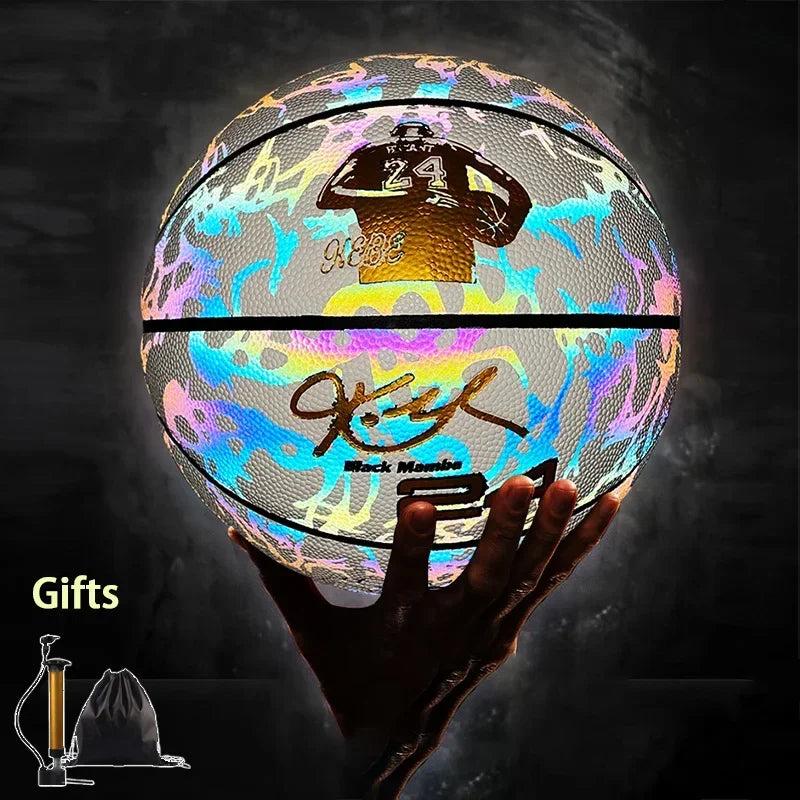 Reflective Glow Basketball Size 5 7 Outdoor Cool Glowing Luminous Basketball Child Youth Adults Ball