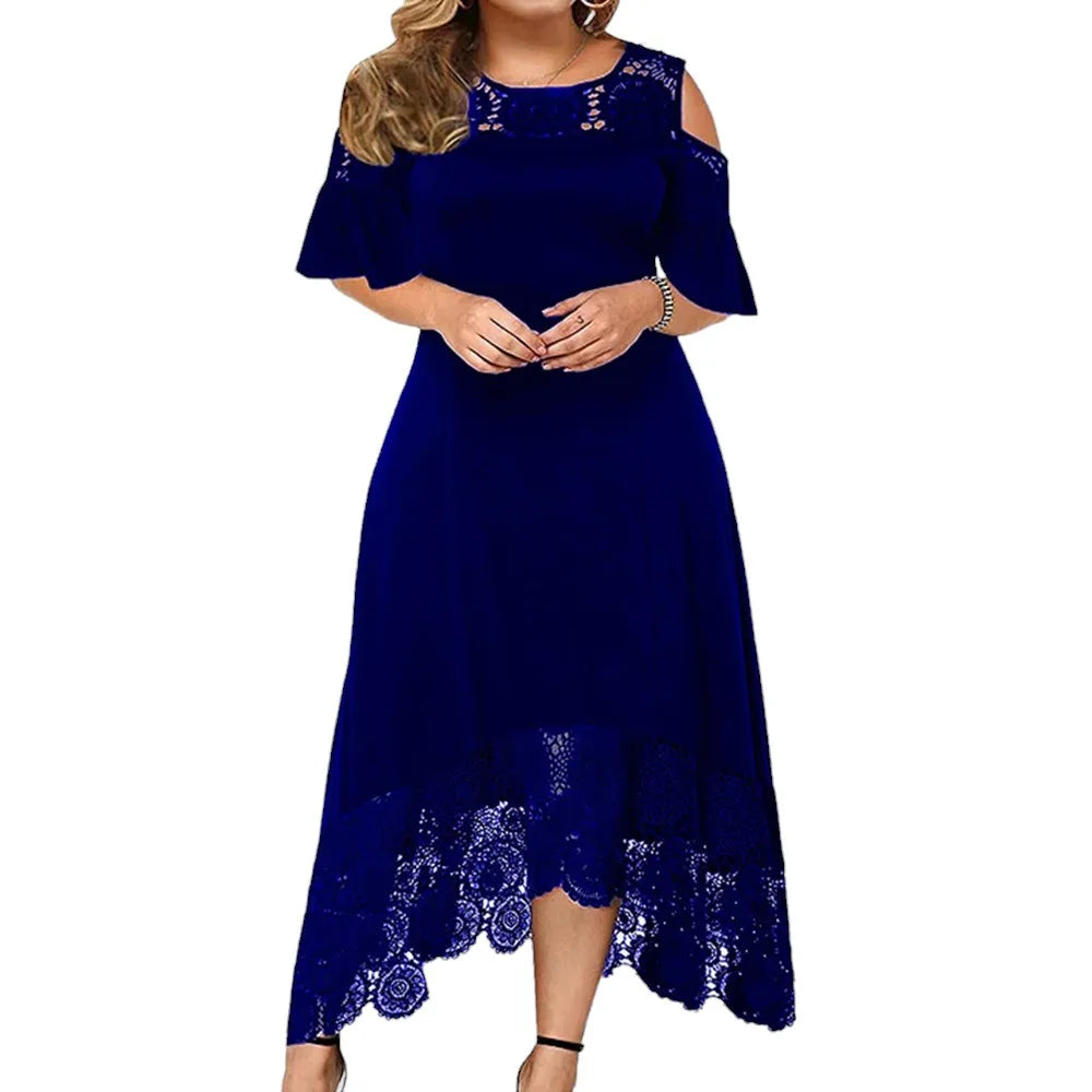 Women Summer Short Sleeve Wedding Guest Plus Size Dresses Casual Big Swing Dress Female Solid Color Elegant Maxi Dress