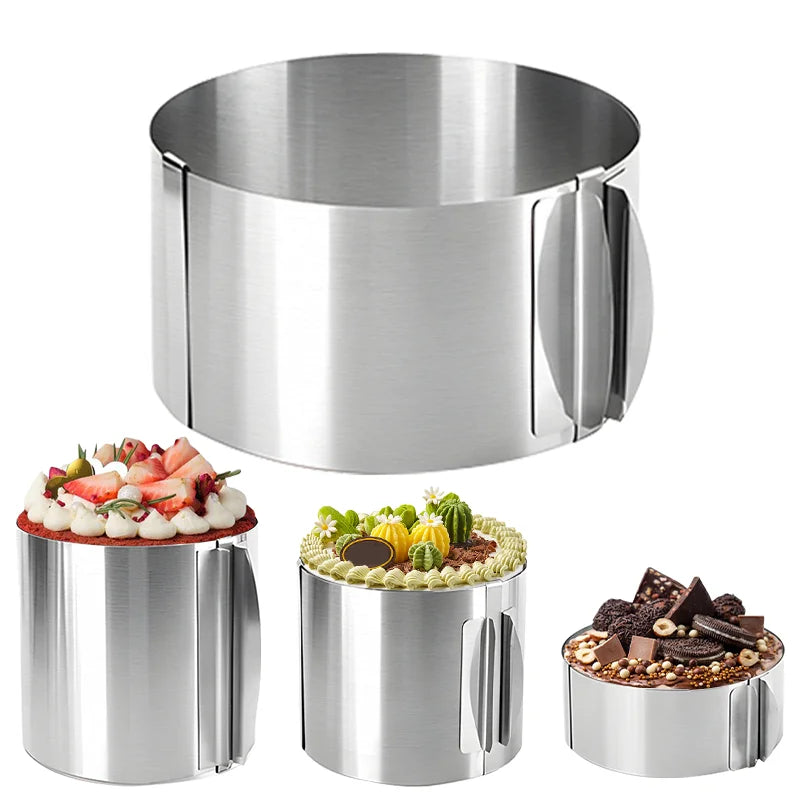 Stainless steel mousse ring 6-12 inches Adjustable Stainless Steel Cake Circle Baking Tools Baked Cake Molds With Scales