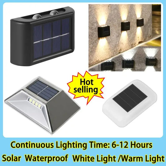 Solar Wall Lights Fence Up Down LED Sunlight Lamps Outdoor Waterproof Solar Stairs Wall Lamp For Backyard Garden Garage Pathway