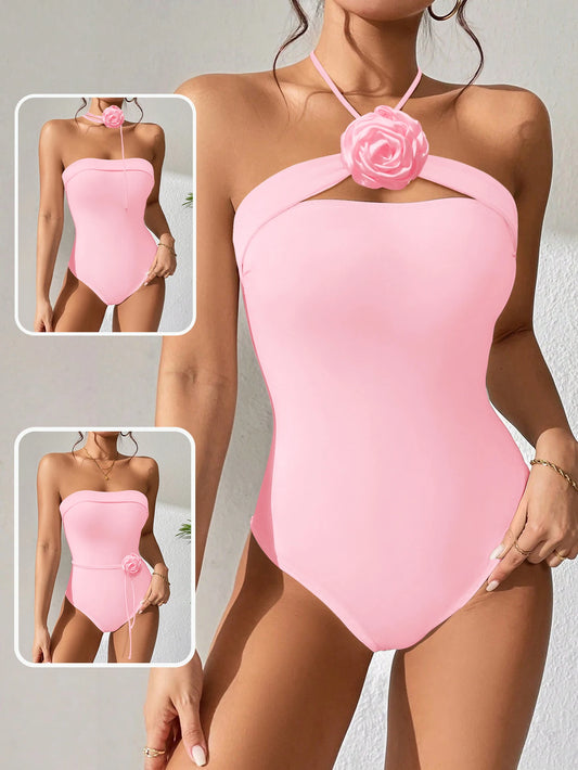 BIKINX team bride swimsuit pink bathing suit women one piece sexy women tummy control Korean swimwear style beachwear luxury