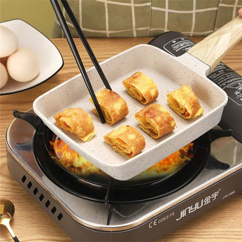 Pan Nonstick Japanese Omelet Pan Egg Roll Pan Anti Scalding Handle Breakfast Maker Cookware for All Stove Frying Pan