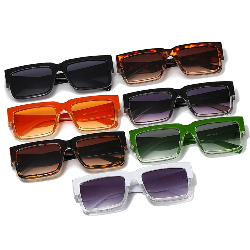 SHAUNA Retro Square Sunglasses Women Fashion Double Color Gradient Shades UV400 Men Trending Orange Green Sun Glasses