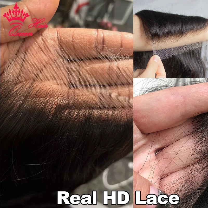 Queen Hair Invisible HD Lace Frontal 13x6 13x4 6x6 5x5 4x4 Closure Frontal Melt Skin Pre Plucked 100% Virgin Raw Human Straight