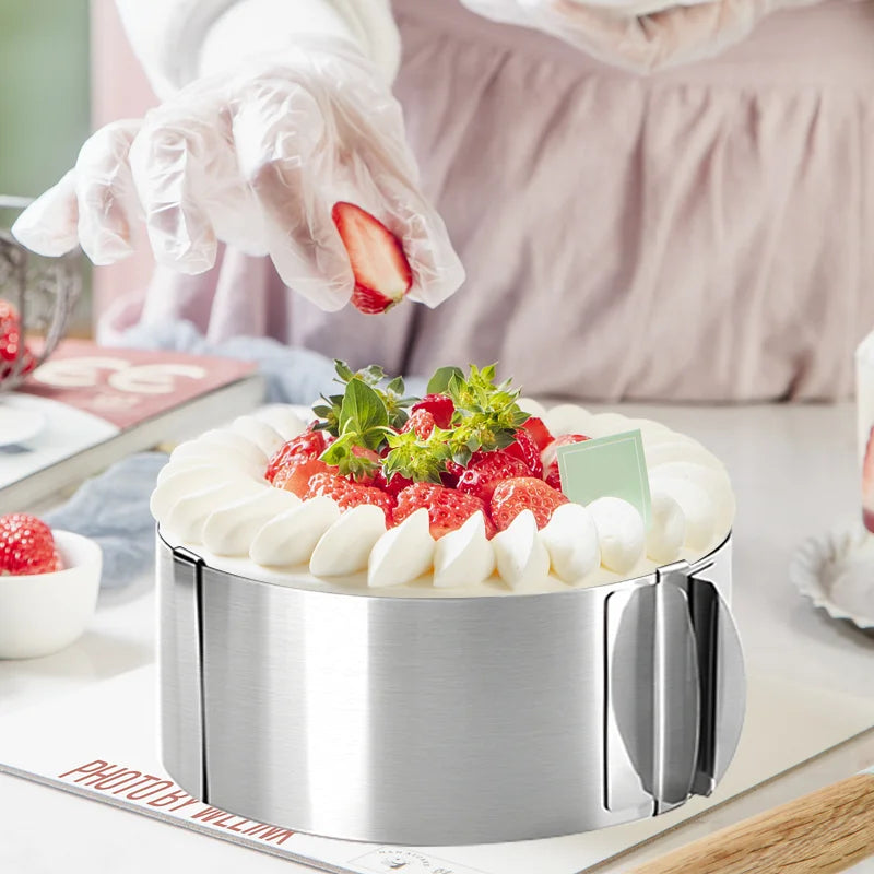 Stainless steel mousse ring 6-12 inches Adjustable Stainless Steel Cake Circle Baking Tools Baked Cake Molds With Scales