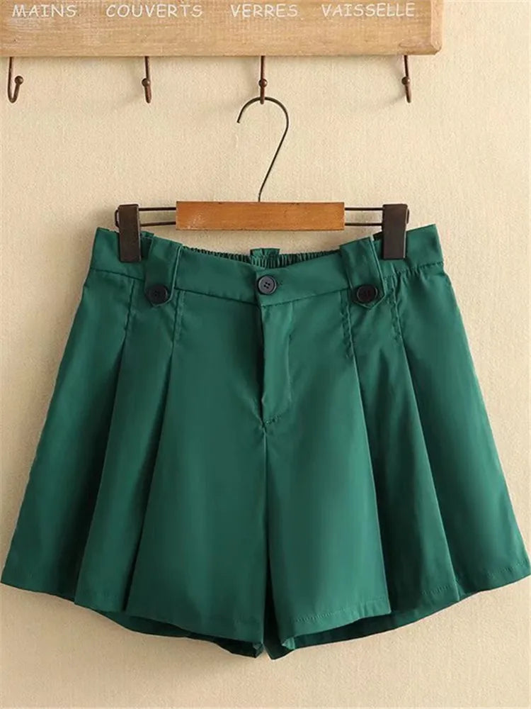 Plus Size Clothes For Women Summer Shorts High Waist Elastic Waist With Zippered Wide Leg Drooping Pleated Pants Large Size Pant