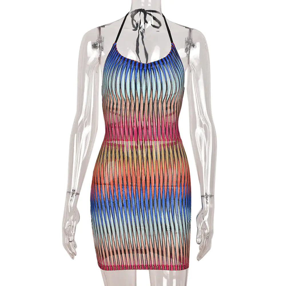 Gradient Mesh Mini Dress 