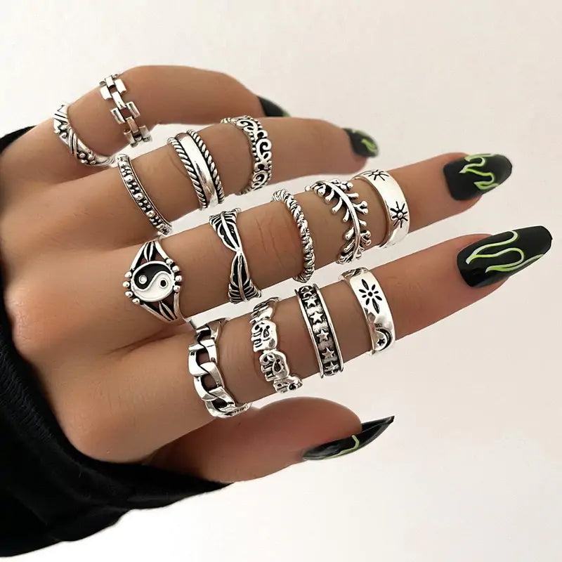 Retro Boho Rings Set^