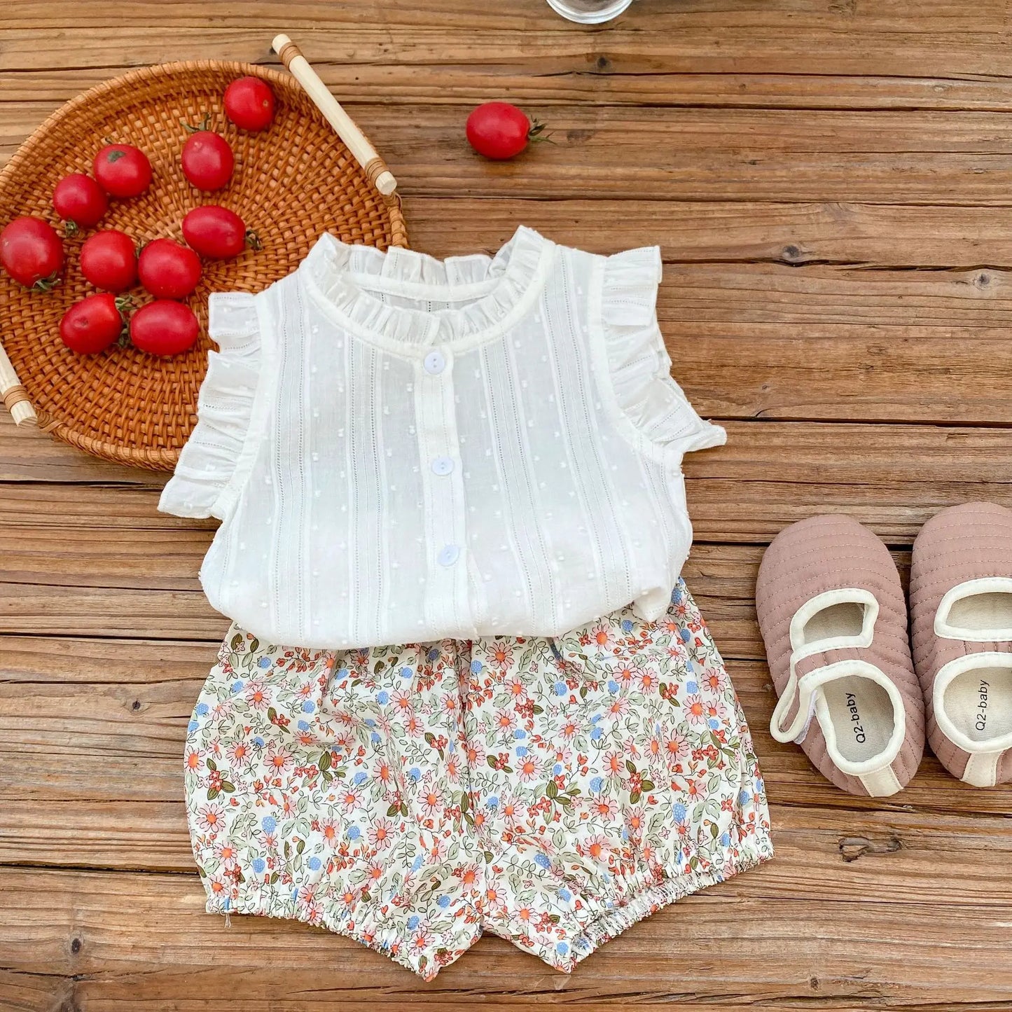 Summer Infant Baby Girls Clothes Suit Infant Kids Baby Girls Clothes Set Sleeveless Tops + Shorts 2pcs Toddler Clothes