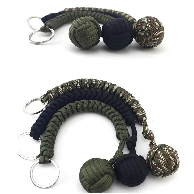 Outdoor Security Protection Black Monkey Fist Steel Ball for Girl Bearing Self Defense Lanyard Survival Key Chain Broken Windows