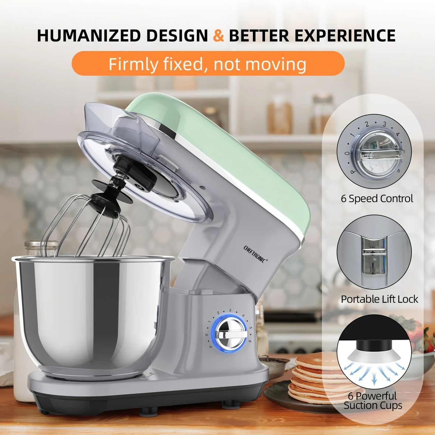 1pc CHEFTRONIC Stand Mixer, 5.5QT Tilt-Head Electric Household food processors - 500W 6+P Speed, home appliance, US Plug